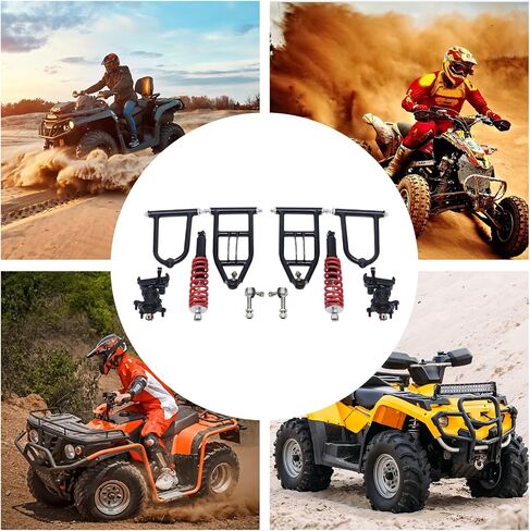 340mm Front Suspension Swingarm Assembly, Upper & Lower Suspension Shock Swing Arm Kit with Steering Strut Knuckle&Wheel Hub for ATV Quad Bike Go Kart Buggy DIY Parts in Saudi Arabia