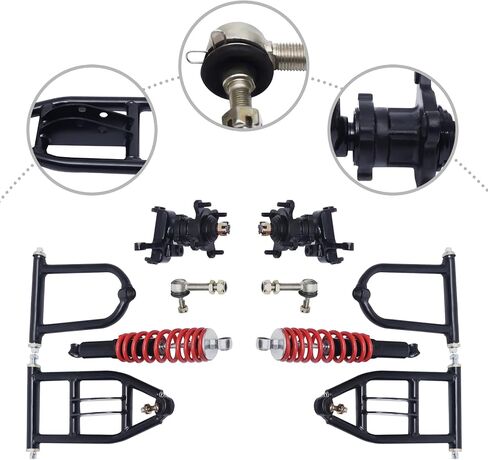 340mm Front Suspension Swingarm Assembly, Upper & Lower Suspension Shock Swing Arm Kit with Steering Strut Knuckle&Wheel Hub for ATV Quad Bike Go Kart Buggy DIY Parts in Saudi Arabia