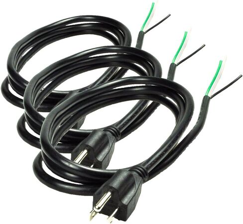 6ft 18 Gauge 3 Prong Heavy Duty Replacement Power Supply Cord Cable 110V 115V 120V Pigtail for Universal AC Appliance, NEMA 5-15 Plug US SJT 18AWG (10A) in Saudi Arabia