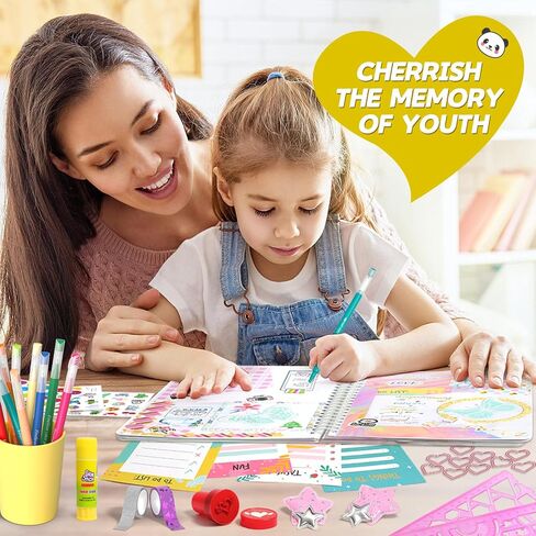 2-Pack DIY Journal Kit for Girls Ages 8-14 Year Old, Birthday Gifts for Teen Girls, 70+ Pcs Art & Crafts, Scrapbook & Diary Supplies Toy Set Trendy Stuff for Kids in Kuwait