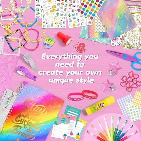 2-Pack DIY Journal Kit for Girls Ages 8-14 Year Old, Birthday Gifts for Teen Girls, 70+ Pcs Art & Crafts, Scrapbook & Diary Supplies Toy Set Trendy Stuff for Kids in Kuwait