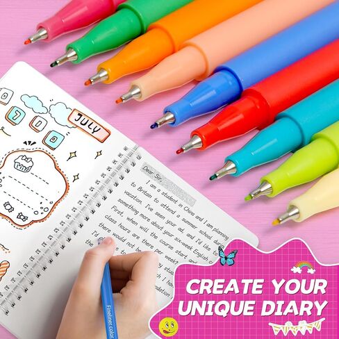 2-Pack DIY Journal Kit for Girls Ages 8-14 Year Old, Birthday Gifts for Teen Girls, 70+ Pcs Art & Crafts, Scrapbook & Diary Supplies Toy Set Trendy Stuff for Kids in Kuwait