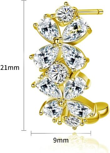 14K Gold Flower Moissanite Open Hoop Earrings, Modern Minimalist Design, Chic Accessory for Women in Saudi Arabia