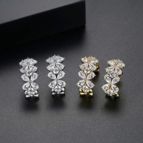 14K Gold Flower Moissanite Open Hoop Earrings, Modern Minimalist Design, Chic Accessory for Women in Saudi Arabia