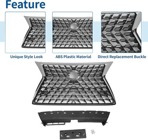 X AUTOHAUX Front Hood Bumper Grille Grill for Lexus GX460 2014-2022 Front Bumper Kidney Grille Grill Facelift for Lexus GX460 2021 F-Sport Chrome Silver Tone in Saudi Arabia
