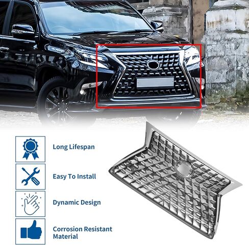 X AUTOHAUX Front Hood Bumper Grille Grill for Lexus GX460 2014-2022 Front Bumper Kidney Grille Grill Facelift for Lexus GX460 2021 F-Sport Chrome Silver Tone in Saudi Arabia