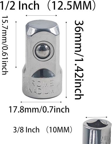2 قطعة محرك 3/8 بوصة (F) × 1/2 بوصة (M) محول مقبس فولاذي CR-V، محول مفتاح ربط مقبس من أنثى إلى ذكر لأداة تحويل التمديد in Kuwait