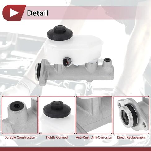 Brake Master Cylinder with Reservoir No.4720133130 for Toyota Camry 1995-2001 Hydraulic Master Cylinder Silver Tone,White Aluminum Alloy,Plastic 1 Pc in Saudi Arabia