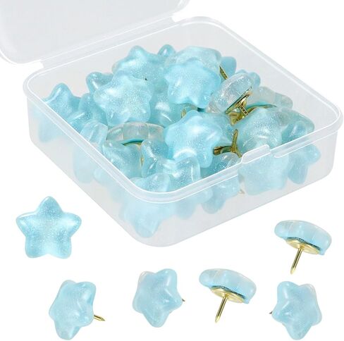 20pcs Decorative Push Pins, Star Glitter Thumb Tacks for Bulletin Board Decor, Cute Push Pins for Corkboard, Photo Wall, Feature Wall,Map, Bulletin Board, Office or Home (Blue Star) in Kuwait