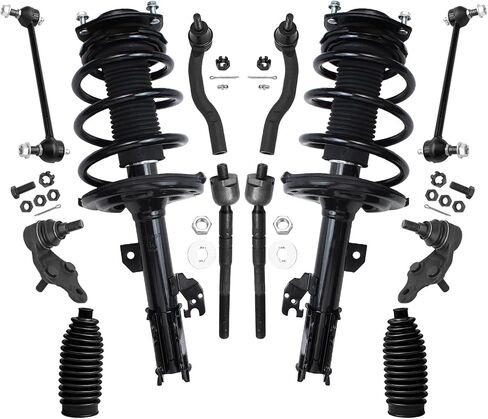 محور ديترويت - مجموعة دعامات أمامية مكونة من 12 قطعة لسيارة Toyota 2007-2011 Camry، 2 دعامات زنبركية ملفوفة 2 قضبان تأرجح 2 مفاصل كروية سفلية 4 قضبان ربط داخلية خارجية 2 حذاء 2008 2009 2010 تعليق بديل in Saudi Arabia