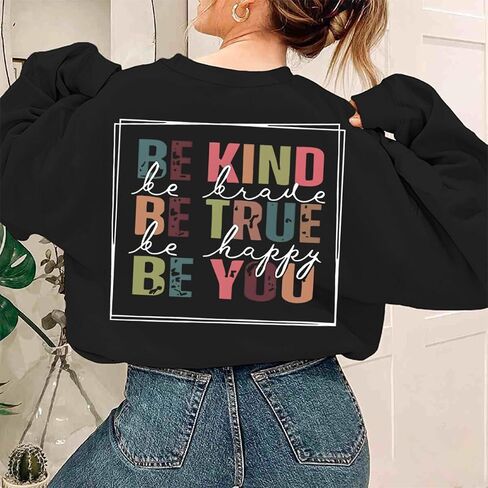Kindness is Free Sweatshirt Womens Be Kind Brave Happy Graphic Long Sleeve Crewneck Tops for Teacher Sweatshirt in Saudi Arabia