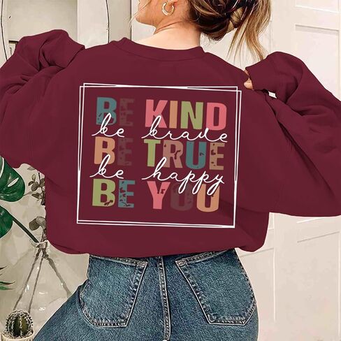Kindness is Free Sweatshirt Womens Be Kind Brave Happy Graphic Long Sleeve Crewneck Tops for Teacher Sweatshirt in Saudi Arabia