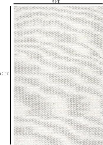 FRELISH DECOR Wool Cotton Area Rug for Living Room and Bedroom, 9'x12' Handwoven Braided Chunky Knit Cable Rugs, Farmhouse Contemporary Area Rug: Wool Ivory Premium in Saudi Arabia