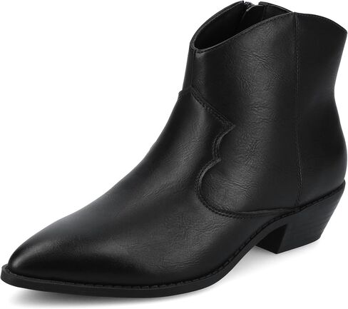 Journee Womens Taliah Western Low Cut Ankle Booties Comfort Pull On Short Cowgirl Cowboy Boots Pointed Toe Cuban Heel in Saudi Arabia