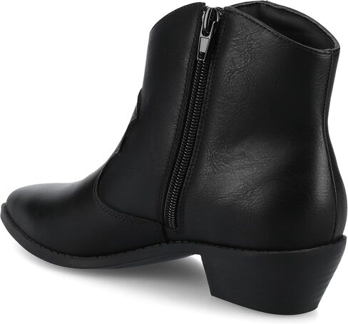 Journee Womens Taliah Western Low Cut Ankle Booties Comfort Pull On Short Cowgirl Cowboy Boots Pointed Toe Cuban Heel in Saudi Arabia
