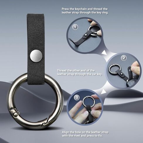 Leather Car Keychain Key Ring with Secure Snap Hook for Car Keys, Home and Office Everyday Carry Durable Key Holder in Saudi Arabia