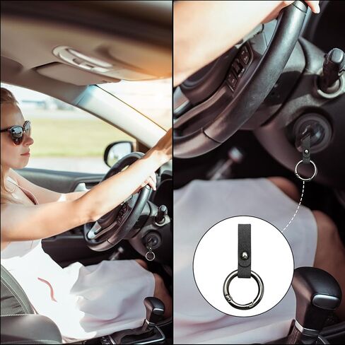 Leather Car Keychain Key Ring with Secure Snap Hook for Car Keys, Home and Office Everyday Carry Durable Key Holder in Saudi Arabia