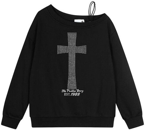 تي شيرت Cross Harajuku Y2k بأكمام طويلة من Rock Goth Punk بأكمام طويلة تي شيرت أنيق ملابس الشارع الهيب هوب in Kuwait