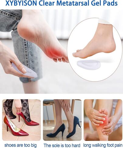 Metatarsal Pads for Women - Clear Drop Shape Gel Ball of Foot Cushions for High Heels | All-Day Pain Relief & Non-Slip Comfort | Invisible Adhesive Inserts for Dress Shoes (5 Pairs) in Saudi Arabia