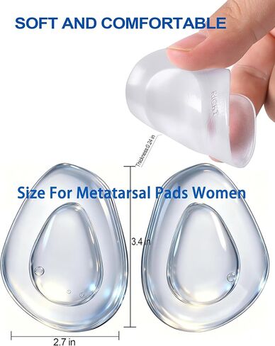 Metatarsal Pads for Women - Clear Drop Shape Gel Ball of Foot Cushions for High Heels | All-Day Pain Relief & Non-Slip Comfort | Invisible Adhesive Inserts for Dress Shoes (5 Pairs) in Saudi Arabia