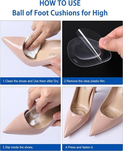 Metatarsal Pads for Women - Clear Drop Shape Gel Ball of Foot Cushions for High Heels | All-Day Pain Relief & Non-Slip Comfort | Invisible Adhesive Inserts for Dress Shoes (5 Pairs) in Saudi Arabia