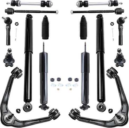 Detroit Axle - RWD Front End 16pc Suspension Kit for 99-06 Silverado Sierra 1500 Chevy GMC, 2 Control Arms 2 Ball Joints 4 Tie Rods 2 Sway Bars 4 Front and Rear Shock Absorbers 2 Boots Replacement in Saudi Arabia