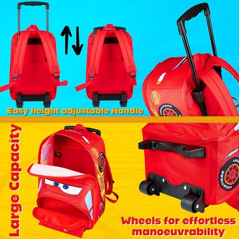 Disney Cars Rolling Suitcase for Kids 16", 25L Lightning McQueen Carry On Luggage with Wheels and Handle Lightweight Travel Bag Gifts for Kids in Saudi Arabia
