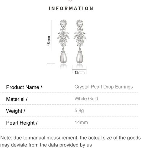 14K Gold Crystal Pearl Drop Earrings for Women,Dainty Freshwater Pearl Branch Style Dangle Earrings,Fashion Earrings Jewelry Gift for Her in Saudi Arabia
