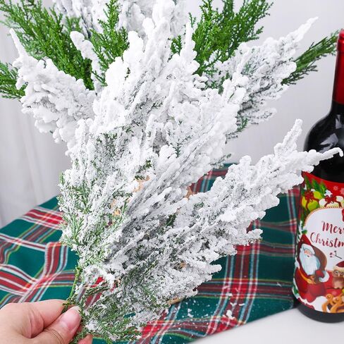 5PCS Artificial Pine Branches, 12.6 Inches Greenery Plants Pine Leaves for Christmas Embellishing and Home Garden Decoration (Snowflake in Saudi Arabia