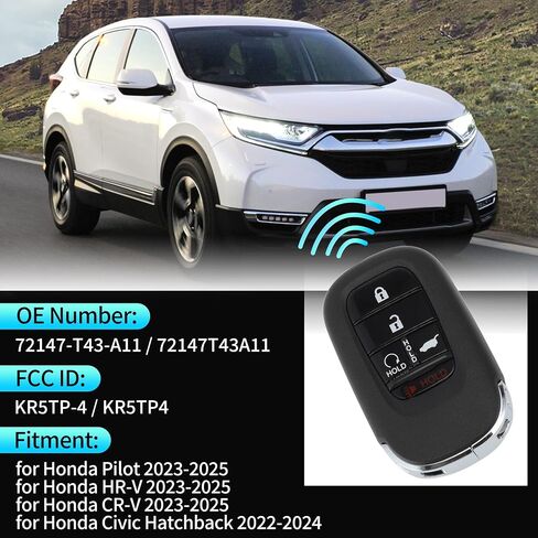 X AUTOHAUX KR5TP-4 433Mhz Replacement Keyless Entry Remote Smart Key Fob for Honda Civic Hatchback 2022-2024 for Honda CR-V 2023-2025 72147-T43-A11 72147T43A11 4A 5 Buttons in Saudi Arabia