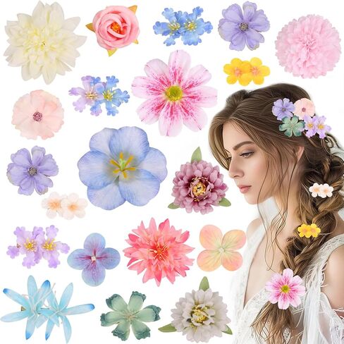 20 Pack Flower Hair Clip Rose Hair Clips Barrettes for Women Flower Accessories Boho Bride Claw Clip Hairpin Brooch Pin Headpiece for Girls Wedding (Champagne) in Kuwait