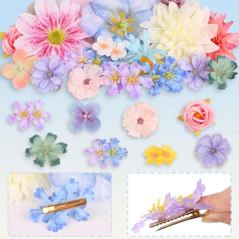 20 Pack Flower Hair Clip Rose Hair Clips Barrettes for Women Flower Accessories Boho Bride Claw Clip Hairpin Brooch Pin Headpiece for Girls Wedding (Champagne) in Kuwait
