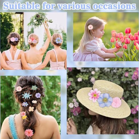 20 Pack Flower Hair Clip Rose Hair Clips Barrettes for Women Flower Accessories Boho Bride Claw Clip Hairpin Brooch Pin Headpiece for Girls Wedding (Champagne) in Kuwait