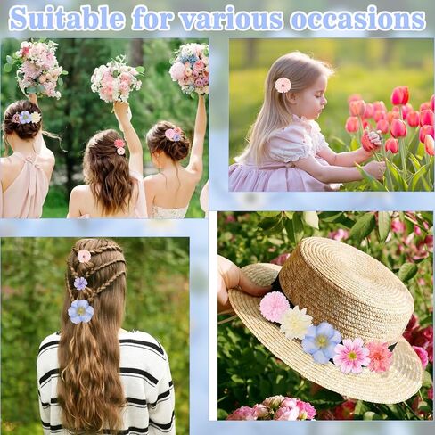 20 Pack Flower Hair Clip Rose Hair Clips Barrettes for Women Flower Accessories Boho Bride Claw Clip Hairpin Brooch Pin Headpiece for Girls Wedding (Champagne) in Kuwait