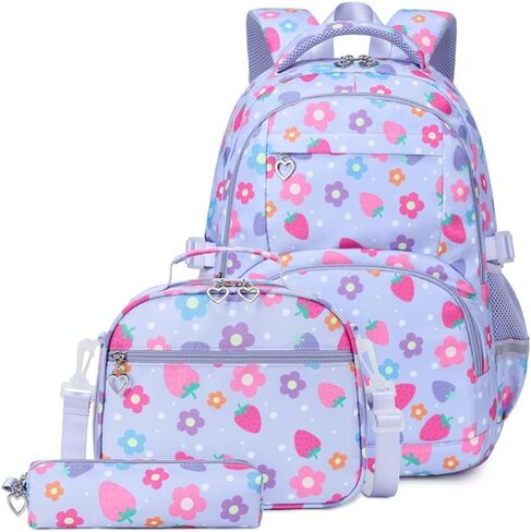 EKUIZAI Girl Backpack Set,StrawberrySchool Bags for Middle School Students Elementary Bookbags for Teen Girls in Saudi Arabia