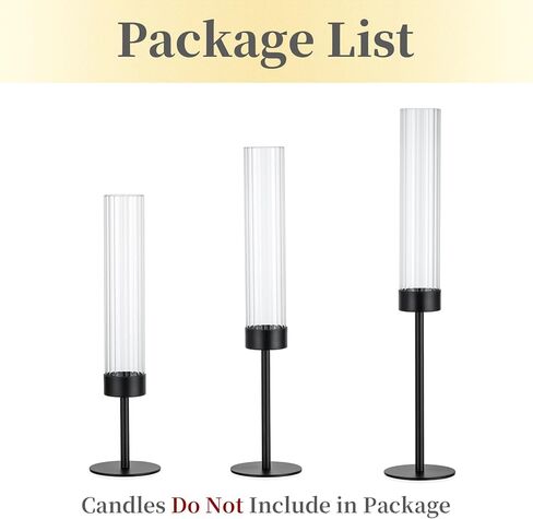 Hewory Gold Hurricane Candle Holders: Brass Candlestick Holders Set of 3 Tall Taper Candle Holders for Candlesticks Candle Sticks Holder Decor for Table Centerpiece Wedding Party Christmas Decorations in Kuwait