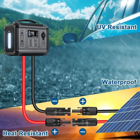 كابل تمديد للطاقة الشمسية 10AWG بطول 5 أقدام - قطعتان من الأسلاك الكهروضوئية باللونين الأحمر والأسود مع موصلات للطاقة الشمسية، 84 خيطًا من النحاس المعلب، مزدوج XLPE معزول، كابل خارجي مقاوم للأشعة فوق البنفسجية للمركبات الترفيهية والعاكس والبطارية in Kuwait