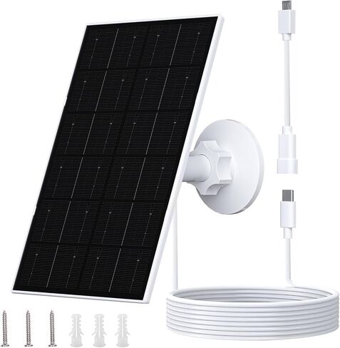 FUTUREZEN 4W Solar Panel for Security Camera, Type-C/Micro USB Solar Charger for Rechargeable Battery Cameras, IP66 Waterproof, 360° Adjustable Bracket, 9.8ft Cable for Outdoor Use, 1 Pack in Saudi Arabia