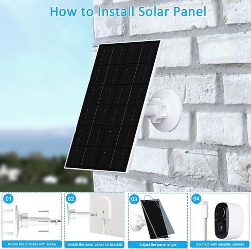 FUTUREZEN 4W Solar Panel for Security Camera, Type-C/Micro USB Solar Charger for Rechargeable Battery Cameras, IP66 Waterproof, 360° Adjustable Bracket, 9.8ft Cable for Outdoor Use, 1 Pack in Saudi Arabia