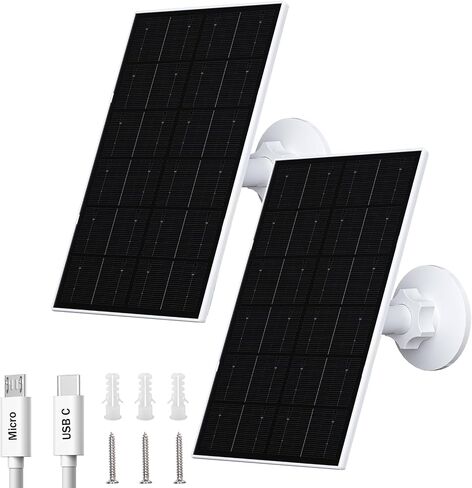 FUTUREZEN 4W Solar Panel for Security Camera, Type-C/Micro USB Solar Charger for Rechargeable Battery Cameras, IP66 Waterproof, 360° Adjustable Bracket, 9.8ft Cable for Outdoor Use, 1 Pack in Kuwait