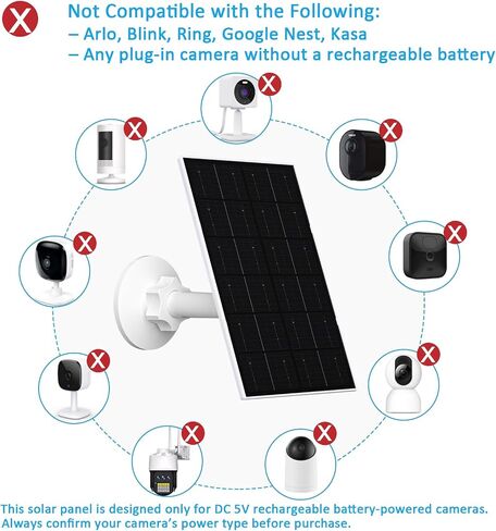 FUTUREZEN 4W Solar Panel for Security Camera, Type-C/Micro USB Solar Charger for Rechargeable Battery Cameras, IP66 Waterproof, 360° Adjustable Bracket, 9.8ft Cable for Outdoor Use, 1 Pack in Kuwait