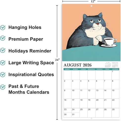 2025 Wall Calendar - Natures Calendar 2025, January 2025 - December 2025, 12" x 24" (Open), White Elephant Gifts For Adults, Hanging Hole, Block and Holidays, Funny Gag Gift in Nature in Saudi Arabia