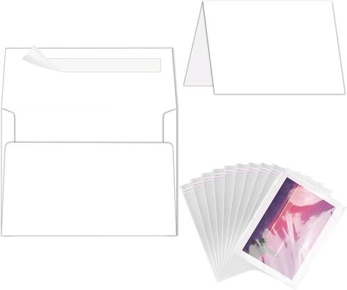5x7 Blank Cards and Envelopes, Goefun White Shimmer Folded Cardstock and A7 Envelopes Self Seal 100 Pack for Wedding, Invitations, DIY Greeting Cardstock, Thank You Cards & All Occasion in Kuwait