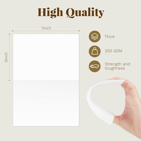 5x7 Blank Cards and Envelopes, Goefun White Shimmer Folded Cardstock and A7 Envelopes Self Seal 100 Pack for Wedding, Invitations, DIY Greeting Cardstock, Thank You Cards & All Occasion in Kuwait