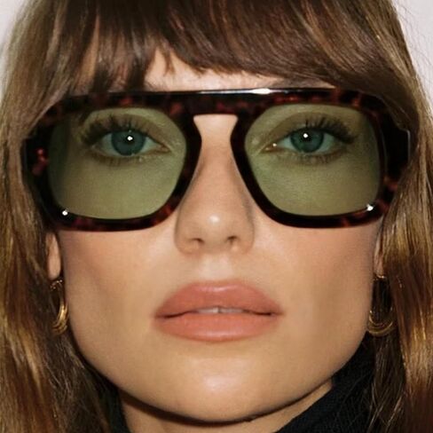 Trendy Hexagon Aviator Sunglasses for Women Men 70s Retro Square Flat Top Geometric Sun Glasses Shades in Saudi Arabia