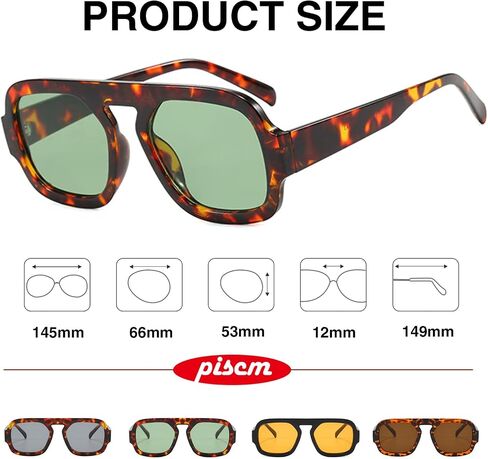 Trendy Hexagon Aviator Sunglasses for Women Men 70s Retro Square Flat Top Geometric Sun Glasses Shades in Saudi Arabia