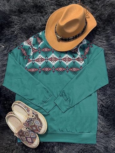 Evil Eye Seamless Print Long Sleeve Crew Neck Sweatshirt Casual Cute Pullover Top in Saudi Arabia