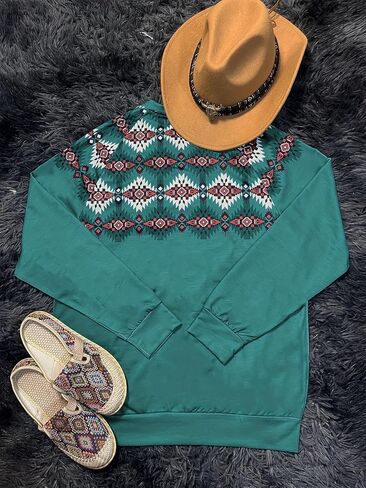 Evil Eye Seamless Print Long Sleeve Crew Neck Sweatshirt Casual Cute Pullover Top in Saudi Arabia