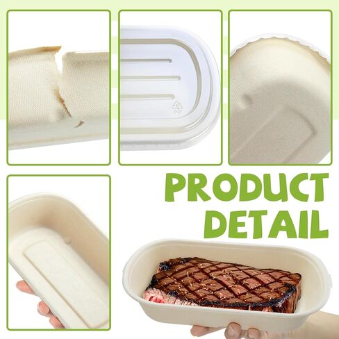 50 Pack Disposable Take Out Food Containers with Lid,23 oz Bagasse Paper To Go Containers Disposable Cardboard Meal Prep Containers Serving Bowls for Salad Leftovers Snack in Kuwait