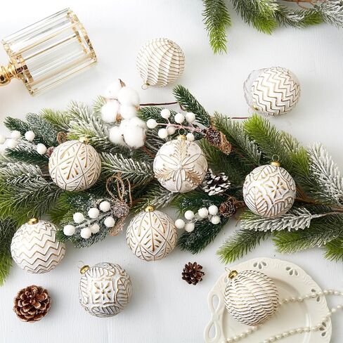 Vintage Christmas Ornaments Ball Set, 12 PCS Shatterproof Antique Traditional Christmas Tree Ornaments for Indoor Xmas Holiday Home Decor (Gold) in Saudi Arabia